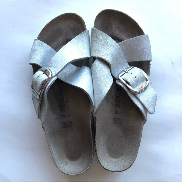 Birkenstock Big Buckle Silver Slide On Sandals 40 - Picture 6 of 12